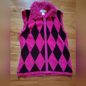 Lisa International Women Pink and Back vest beautiful collar design Large